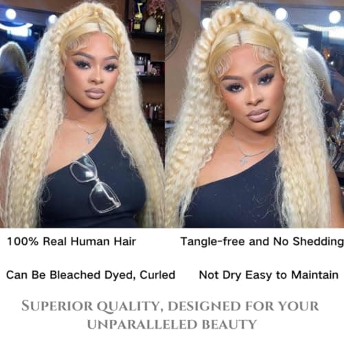 613 Blonde Deep Wave Human Hair 3 Bundles 16 18 20 Inch 100% Unprocessed Brazilian Virgin Curly Hair 12A Grade Human Hair Bundles - Thumbnail 4