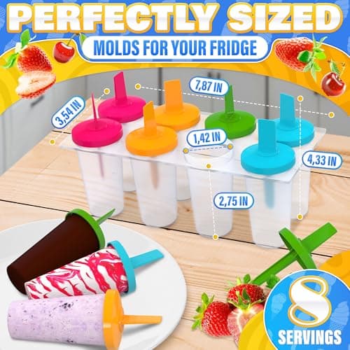 Ice Cream Maker Ice Pop Mold - 8Pcs Popsicle Maker Ice Cream Popsicle Molds Reusable Ice Popsicle Sleeves - Popsicles Molds Ice Cream Mold Popsicle Holders - Thumbnail 2