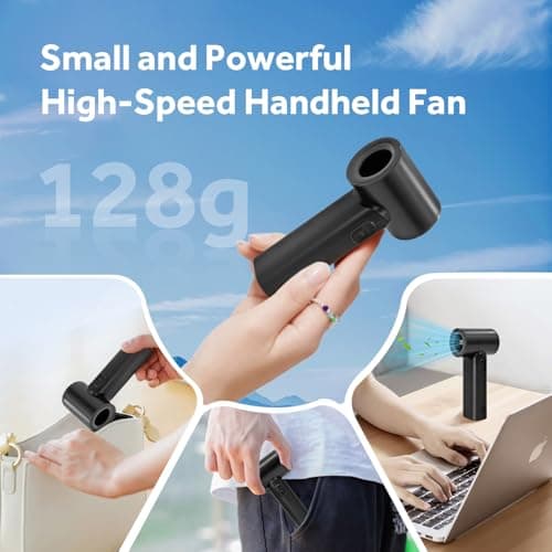 Portable Handheld Turbo Fan, 5 Gear Wind, LED Display, 4500mAh USB Rechargeable Hand Held Personal Fan, 15H Max Cooling Time, Suitable for Travel/Camping/Outdoor/Music Festival Summer Pocket Mini Fans - Thumbnail 3