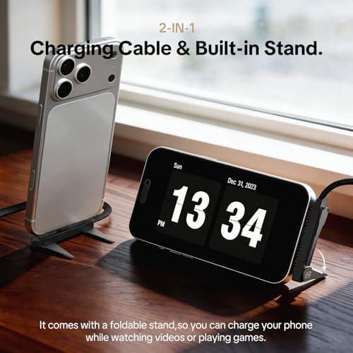 MFish 240W USB C to USB C Cable, Type C Fast Charging Cable with T-Shaped Stand, 90° Right Angle Gaming Cable for iPhone 17/16/15, MacBook, Tablet, Galaxy S25/S24, Braided Durable 3.93FT - Thumbnail 3