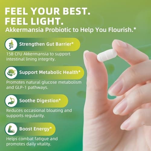 GREENPEOPLE Akkermansia Probiotics 15B CFU for Gut Function, 60CT Probiotics Supplement with Ceylon Cinnamon, Turmeric | Digestive Health & Metabolic Support | Women & Man | Vegan & Gluten Free - Thumbnail 2