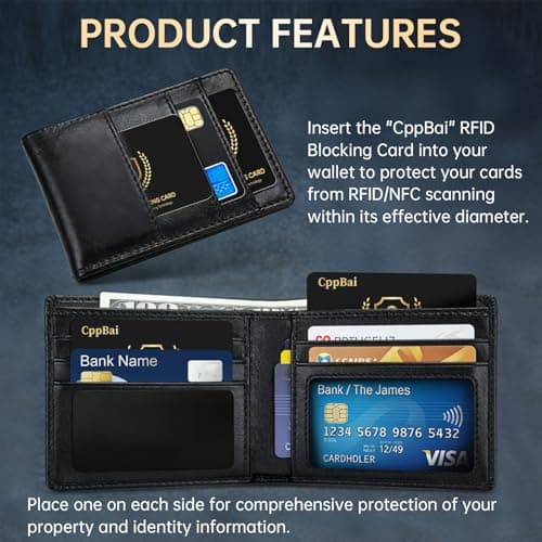 RFID Blocking Card, 6 Pack Fuss Protection for Entire Wallet Shield, Credit Card Protector NFC Bank Debit Blocker, Identity Theft Prevention for Passport Travel Security - Thumbnail 5