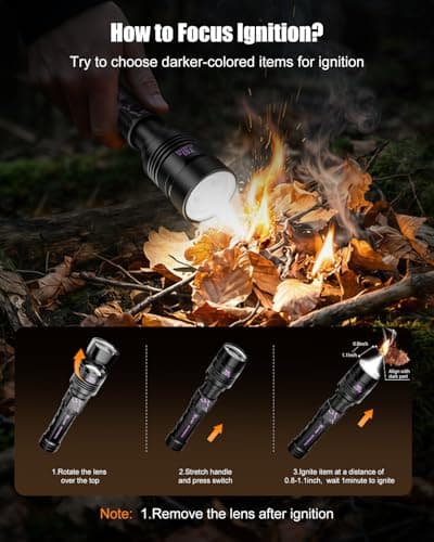 SKYFIRE Rechargeable Flashlights High Lumens: LED Super Bright Flashlight 3000lm Zoomable 5 Modes Tactical Waterproof Powerful Flash Light for Camping, Emergency, Holiday Gift (with Ignition Lens) - Thumbnail 2