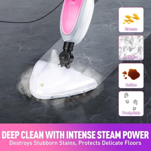 Steam Mop & Detachable Handheld Steamer 2-in-1 Design, 20s Fast Heat-Up, 16FT Power Cord, 10-in-1 Multi-Purpose Steam Cleaner for Hardwood Floors/Carpet/Tile/Grout/Window/Stove for Deep Home Cleaning - Thumbnail 2