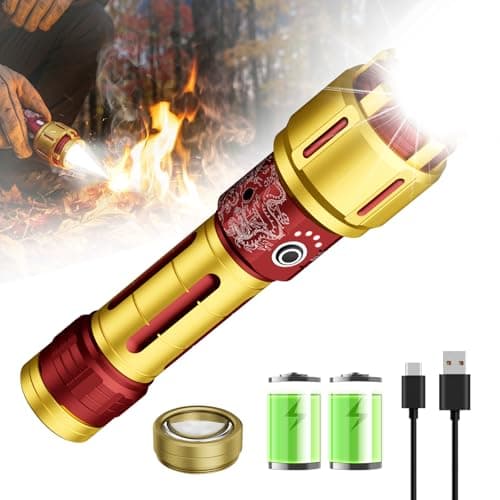 SKYFIRE 2503 LED Rechargeable Flashlights, 10000mAh Super Bright 3000 High Lumens Flashlight Zoomable Tactical Flash Light 10 Modes Waterproof for Home Camping Emergencies Outdoor Hiking Christmas Red - Image 1