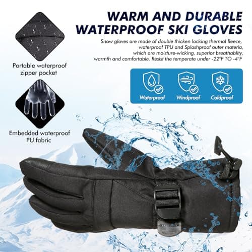 Pnosnesy Ski Gloves, Warmest Waterproof and Breathable Snow Gloves for Cold Weather, Fits Both Men & Women,for Parent Child Outdoor - Thumbnail 5