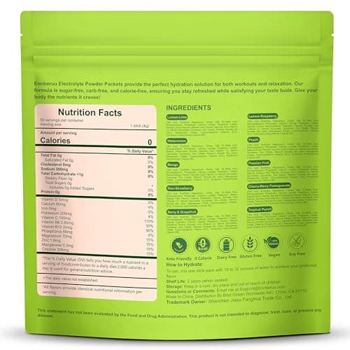 Electrolyte Powder Packets, 50 Sticks Sugar-Free Hydration Drink, 10 Flavor - Thumbnail 2