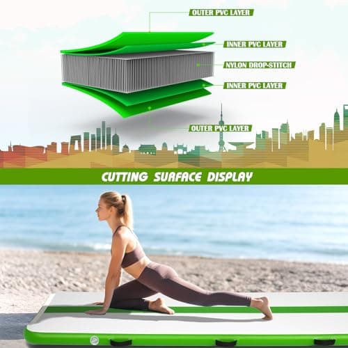 Tuxedo Sailor Inflatable Gymnastics Mat with Electric Pump, Storage Bag, Repair Kit–Air Mat for Home Training, Cheerleading, Yoga - Thumbnail 3