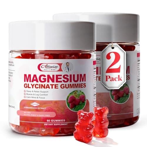 2pack Magnesium Glycinate Gummies 600mg for Sleep & Calm, Sugar Free Magnesium Gummies for Adults with Vitamin D3, Tart Cherry & Chamomile,Clump-Resistant Formula, Third-Party Tested, 120 Count - Image 1