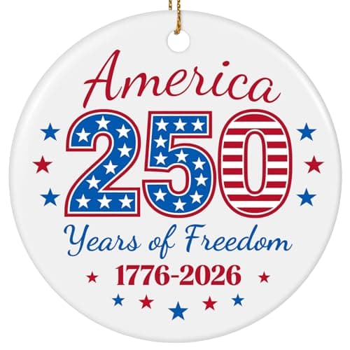 United States 250th Anniversary Ornament, Ceramic 1776 2026 Patriotic Decorations, America 250 Years of Freedom Commemorative Ornament Independence Gift - Image 1
