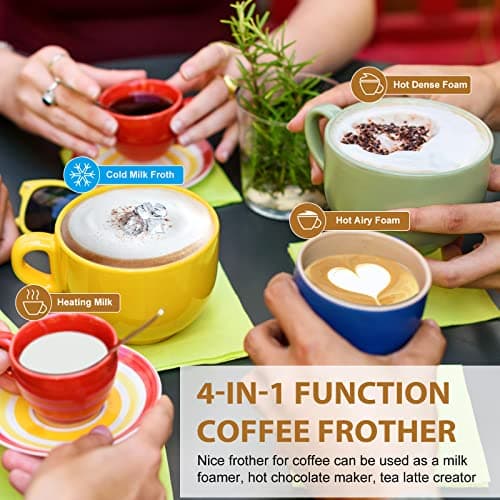 4-in-1 Electric Milk Frother & Steamer, Stainless Steel Automatic Warmer with Touch Screen for Coffee, Latte, Macchiato, Cappuccino & Hot Chocolate (Warm & Cold) - Thumbnail 2