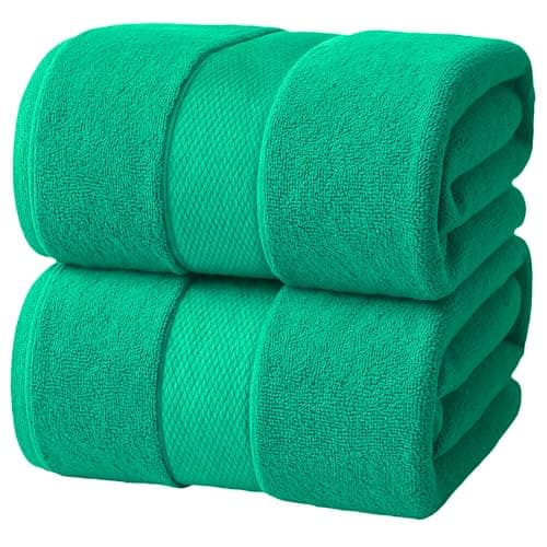 Infinitee Xclusives– Luxury Bath Sheets Towels – 2 Pack 600 GSM (35X70 Inches)– 100% Ring Spun Cotton Large Bath Towels for Bathroom (Vivid Green, Bath Sheet Pack of 2) - Image 1