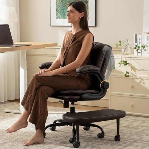 AreShark Cross Legged Office Chair,ADHD Criss Cross Desk Chair with Wheels & Stretchable Rotating Footrest,Height Adjustable Wide Yoga Kneeling Meditation Chair with Flip-up Armrests Back Support