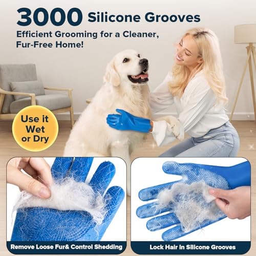 Augwind 6PCS Pet Grooming Kit for Dogs,Cats and Horses | Dog Washing Gloves | Dog Bath Brush | Dog Bath Gloves | Dog Shampoo Brush | Pet Grooming Gloves | Dog Bath Supplies (Navy Blue) - Thumbnail 3