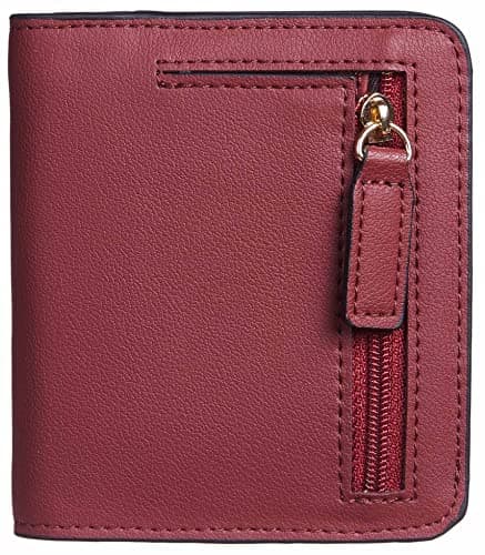 Gostwo Small Wallet for Women, Bifold Card Holder Rfid Wallet Women Genuine Leather with ID Window(Red Deep) - Image 1