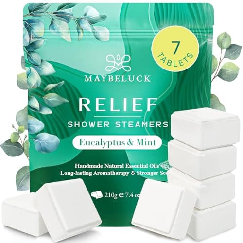 Maybeluck Eucalyptus Mint Shower Steamers 7 Pack - Eucalyptus for Shower, Self Care Easter Basket Stuffers, Relaxation Spa Gifts for Women & Men, Natural Essential Oil Bombs for Self Care - Image 1