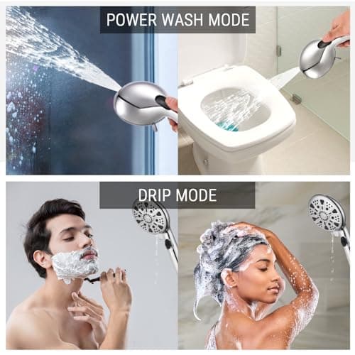 G-Promise 12 Inch Metal Rain Shower Head with Handheld Spray Combo, Massage Fixed and 7+2 Function Handheld Showerhead, Extended Diverter with 12 Inch Extension Arm, Extra Long stainless steels Hose - Thumbnail 4