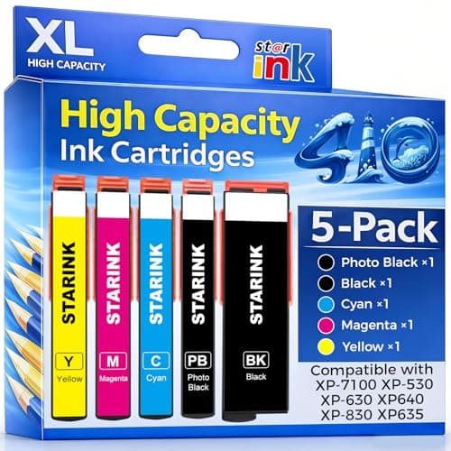Starink Remanufactured Ink Replacement for Epson 410 410XL T410XL Ink Cartridges 5 Pack Compatible with Epson Expression XP-7100 XP-830 XP-640 XP-630 XP-530 XP-635 Printer High Yield & Latest Chip