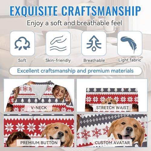 thobac Personalization Pajama｜ Custom Pajamas for men and women Set for family PJs, gifts, Photos cats&dog, Christmas. (Christmas) - Thumbnail 5