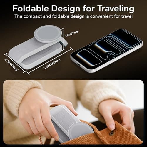 Eazpower 3 in 1 Foldable Wireless Travel Charging Station for MagSafe, Nightstand Magnetic Charger Stand for iPhone 17 16 15 14 Pro Max, Charging Dock with Night Light for Apple Watch/AirPods (White) - Thumbnail 3