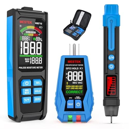 MESTEK Tool Set, Electric Tester Kit with Non-Contact Voltage Tester, GFCI Outlet Tester, Digital Moisture Meter, Home Inspector Tool Kit with Carrying Case and Batteries, 3-Piece