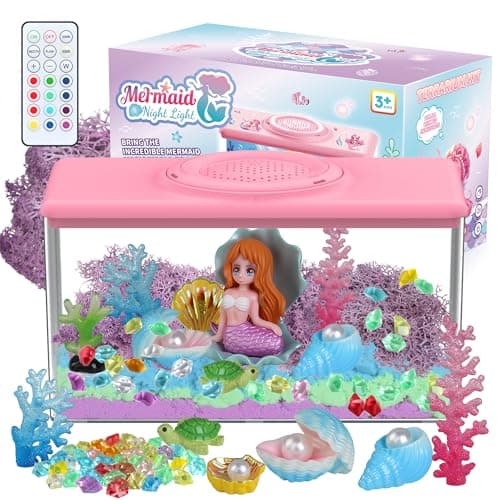 LELESUN Mermaid Terrarium Kit for Kids - DIY Arts and Crafts for Girls Ages 4-8 6-12, Light Up Mini Garden in a Jar with LED Night Light, STEM ScienceEducational Toys Birthday Gifts for Boy - Image 1
