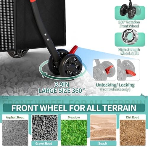 Medium Dog Stroller for Large Dogs, Pet Stroller for Medium Dogs Up to 100lbs, All-Terrain with Handle & Canopy, Storage Organizer, Waterproof Oxford Fiber Black - Thumbnail 5