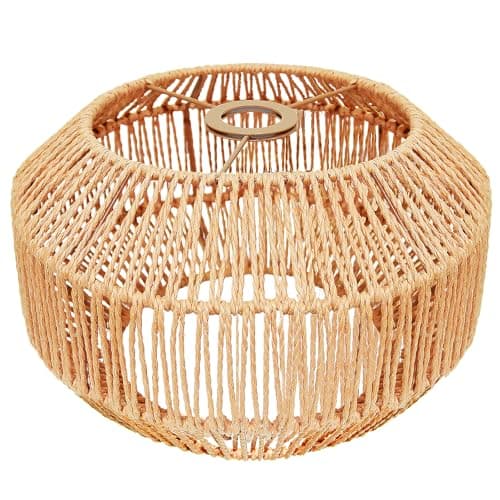 LUCORUSC Hanging Light Rattan Lamp Shades Boho Lamp Shades, Woven LampShades for Floor Lamps Rattan Pendant Lights Boho Lamp Light Table Lamps Plug in Pendant Light - Image 1