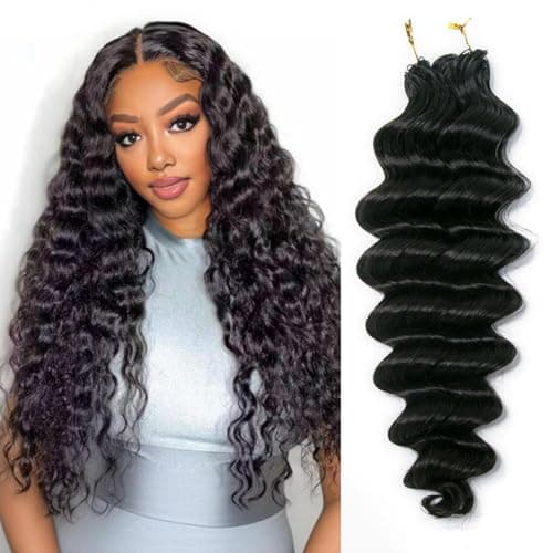 Crochet Human Hair Loose Deep Wave Reusable Knotless Human Hair Crochet 180G 150 Strands Human Crochet Hair for Black Women 20 Inch NC