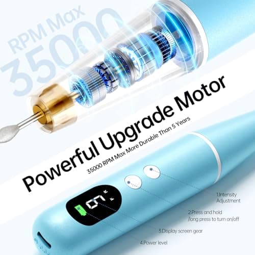 Electric Nail Drill Kit, Electric Nail File Cordless Nail Drill Machine for Acrylic Gel Dip Powder Nails, Professional Portable Manicure Pedicure Rechargeable Lightweight for Home Salon Use - Thumbnail 5