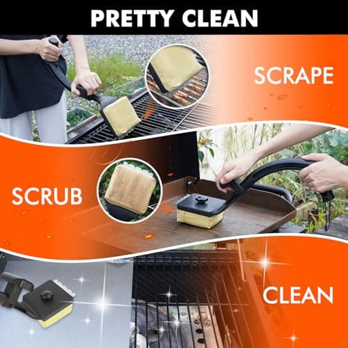 PROKITCHEN Grill Brush for Outdoor Grill Bristle Free, Reinforced Grill Cleaner Scraper BBQ Brush Non Metal Bristles Steam Cleaning Grill Cleaning Brush Safe BBQ Accessories Grill Tool, Gifts for Men - Thumbnail 3