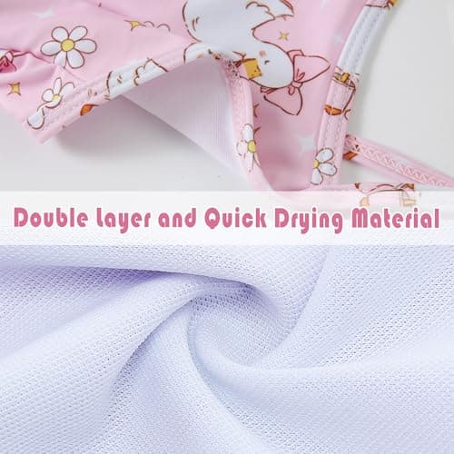 swimsobo Girls Swimsuit Size 7-8 One Piece Bathing Suits Tutu Pink Duck Kids Beach Swimwear Cute Adjustable Strap - Thumbnail 5