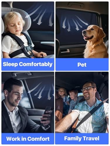 Nmoiss Car Window Shades for Baby[Ice Crystal Cooling Layer](2 Pack) UV-Blocker Cling Sun Shade 99% UV Protection Fit SUV/Sedan/Minivan | Roll Windows Down, Privacy Safe Medium - Thumbnail 4