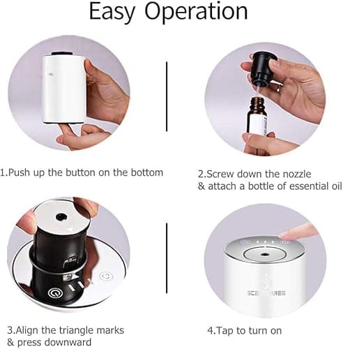 Sentiment Diffuser, Waterless Diffusers for Essential Oils - Diffusers for Home, No Water & Portable & Smart & Cordless Design, for Cold Mist (White) - Thumbnail 6