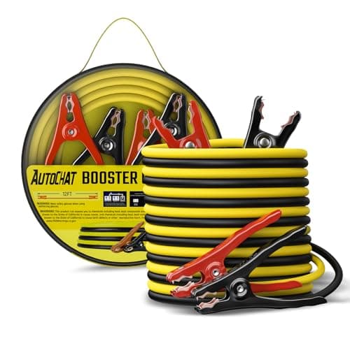 AutoChat Jumper Cables for Car Battery, 8 Gauge 12 Feet Automotive Booster Cables, for Jump Starting Dead or Weak Batteries with Carry Bag - Image 1