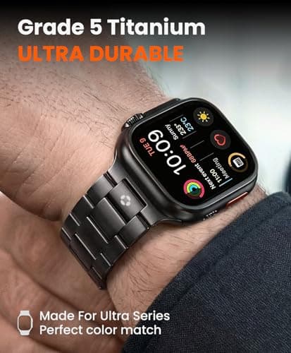 FiNESTONE CRNS03-PRO Titanium Band for Apple Watch Ultra 3/2/1 49mm & Series 11/10 46mm, Grade 5 Titanium Ultra Band for Men With Secure Butterfly Clasp, Tool Free & Anti-Scratch iWatch Metal Strap Black - Thumbnail 2