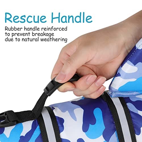 Fragralley Shark Camo Dog Life Jacket Swimming Vest with Reflective Material, Superior Buoyancy & Rescue Handle for Small to Large Dogs, Swim, Pool, Beach, Boating - Thumbnail 4