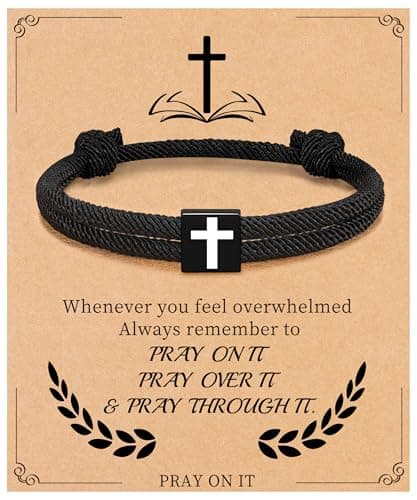 Sistble Easter Basket Stuffers, Easter Gifts for Teens Cross Bracelet for Women, Christian Bracelet Handmade Braided Rope Cross Bracelet Joshua Bible Verse Jesus Inspirational Jewelry - Image 1