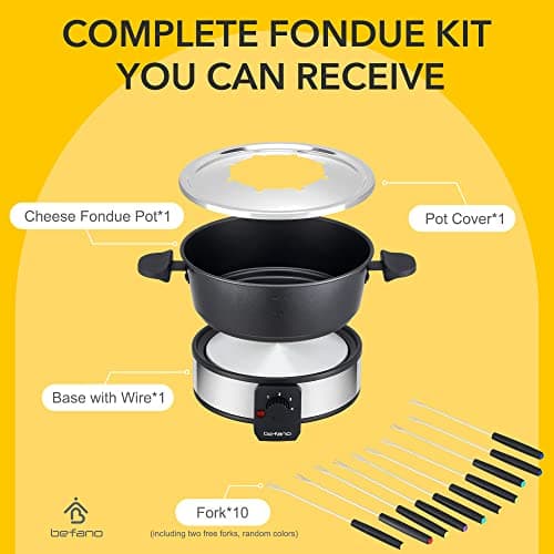 Electric Fondue Pot, 2 Quart Stainless Steel Chocolate & Cheese Fondue Set - Thumbnail 6