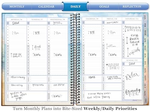 Tools4Wisdom Planner 2026-2027 - Dated April 2026-2027 June - Weekly Monthly Daily Academic Year Calendar with Stickers, Tabs, Pocket & Thick Paper - Spiral Bound 8.5x11 Hardcover - A6J7 - Zen Sunrise w Quote - Thumbnail 4