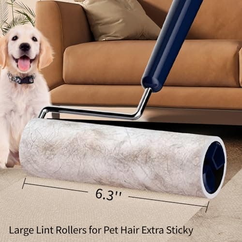 JoviQ Lint Roller for Pet Hair Extra Sticky, 6.3'' Lint Remover with 240 Sheets, Large Surface Sticky Rollers for Clothes Furniture Dog Cat Hair (1 Roller + 240 Sheets) - Thumbnail 4