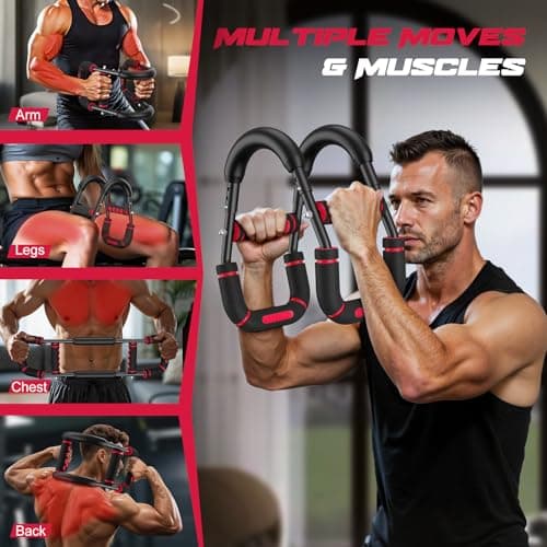 Vanlgs Twister Arm Trainer for Men, Chest Workout Equipment 5-Level Adjustable (40-130lb) with Ergonomic 27° Targets Biceps/Clip/Thigh, Portable Exerciser for Home Gym Travel Fitness, Red - Thumbnail 2