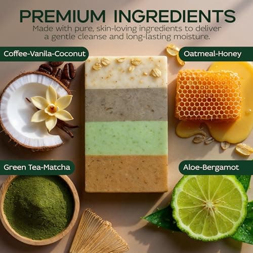Sea Moss Soap Bar – Detoxifying Green Tea Matcha & Aloe Bergamot – All-Natural Handmade Soap for Sensitive Skin, Face & Body – Wellness Valentine's Gift for Men & Women - Thumbnail 2