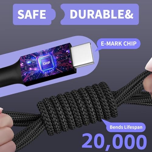 Dual Type-C 4 in 1 Multi Charging Cable for Multiple Devices with 2 USB-C/IP/Micro Port, USB Cable iPhone Charger Cord, Travel Cruise Essentials for iPhone17-8/Galaxy 25/Android/iPad, More, 2Pack 5FT - Thumbnail 5