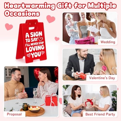 HOMQYTE Funny Heart Sign Office Decor, Romantic Love Office Desk Sign Ornament Accessories for Him Valentine's Boyfriend Girlfriend (Red-2, 1P) - Thumbnail 6
