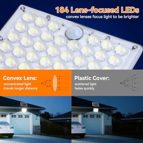 Aialun Solar Motion Lights Outdoor,3600LM Bright 184 LEDs Larger Solar Panel Security Lights 3600mAh Battery,3 Modes Flood Lights Outside 6500K IP65 Waterproof for Yard,Garage,Patio,16.4ft Cord,4Pack - Thumbnail 4