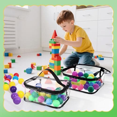 6 Packs Clear Toy Storage Bags, PVC Waterproof Toy Organizer with Zip Reusable Bags for Building Blocks, Board Game, Puzzles - Thumbnail 4