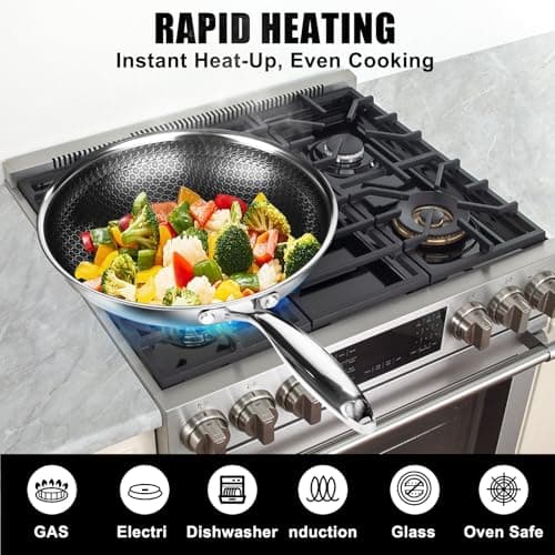 USELUCK 8 Inch Nonstick Frying Pan, Stainless Steel Skillet with Honeycomb Surface, Induction Compatible, Oven & Dishwasher Safe, PFAS-Free Cookware - Thumbnail 3