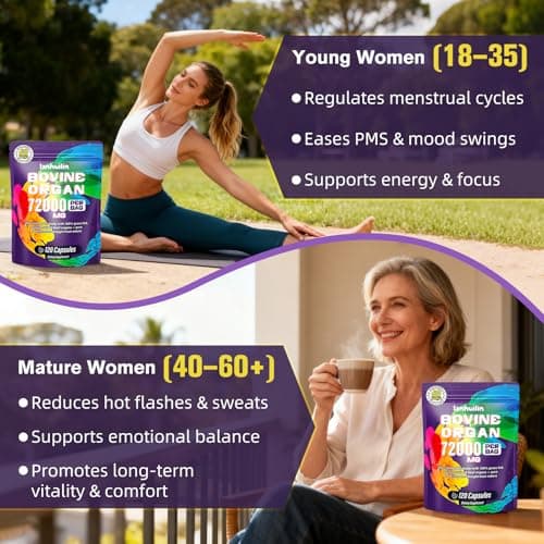 Beef Organ Supplement for Women (Liver, Kidney, Uterus, Heart, & 4 More) with Ashwagandha, DIM, Vitamin & Black Cohosh – Grass Fed Beef Liver Capsules for Endocrine Balance, Energy – 120 Capsules - Thumbnail 5
