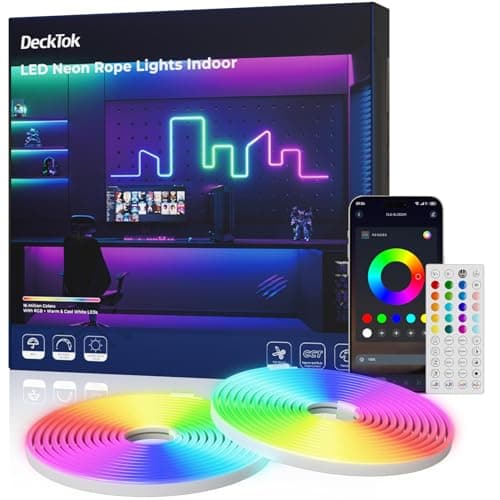 DeckTok Led Neon Lights Strip- 50FT Flexible Led Control with App/Remote Rope Lights Multiple Modes RGB IP65 Waterproof Outdoor Neon Music Sync Gaming Strip for Christmas Decorations - Image 1